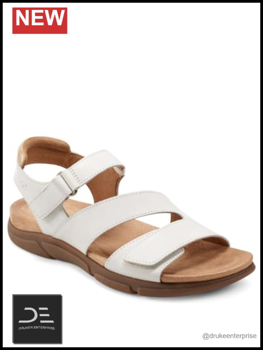 Women's Leather Slingback Flat Sandals with Arch Support